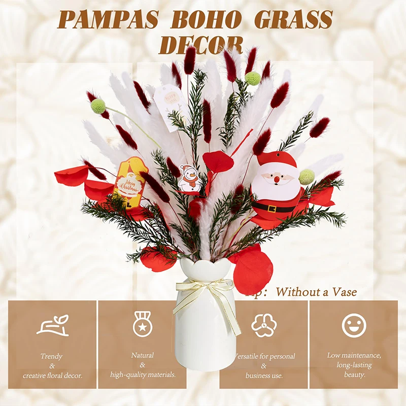 New Popular Christmas Decoration Flowers Dried Pampas Grass Flower Bouquet Rabbit Tail Grass For Home Christmas Decoration manufacture