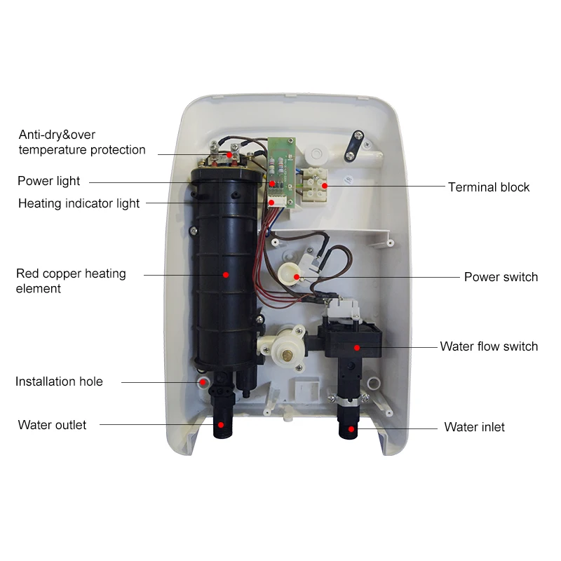 Super Ducha Instant Electric Heater with Memory Function Multi Point Hot Water Supply for Whole House Geyser