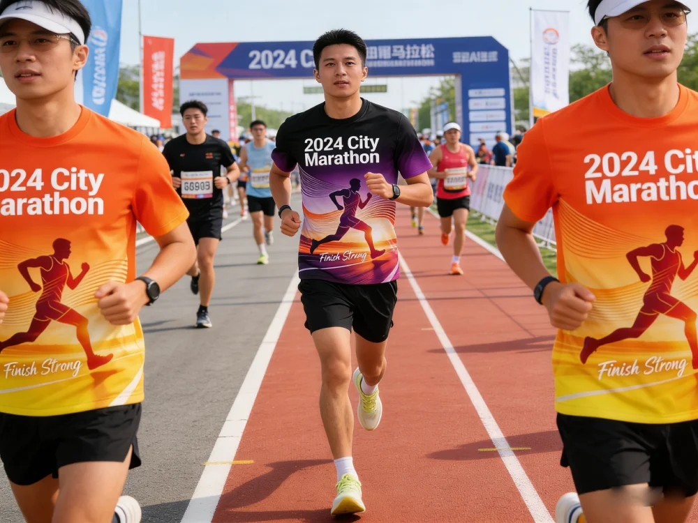 High Performance Knitted Dry Fit Race Shirts 5K 10K Marathon Custom Logo Quick Dry Running T-shirts Sports Wear