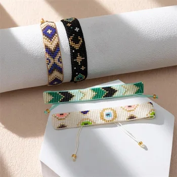 Fashion Handmade Woven Lucky Eye Bracelets Multi Color Bohemian Fashion Jewelry Handmade Miyuki Beads Bracelets for Women