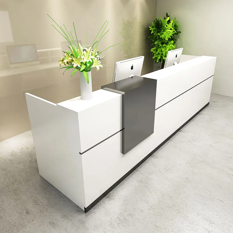 Front Desk Sales Reception Desk Counter Modern Small Leadership Wood Office Furniture Panel Hot Sale White White Color