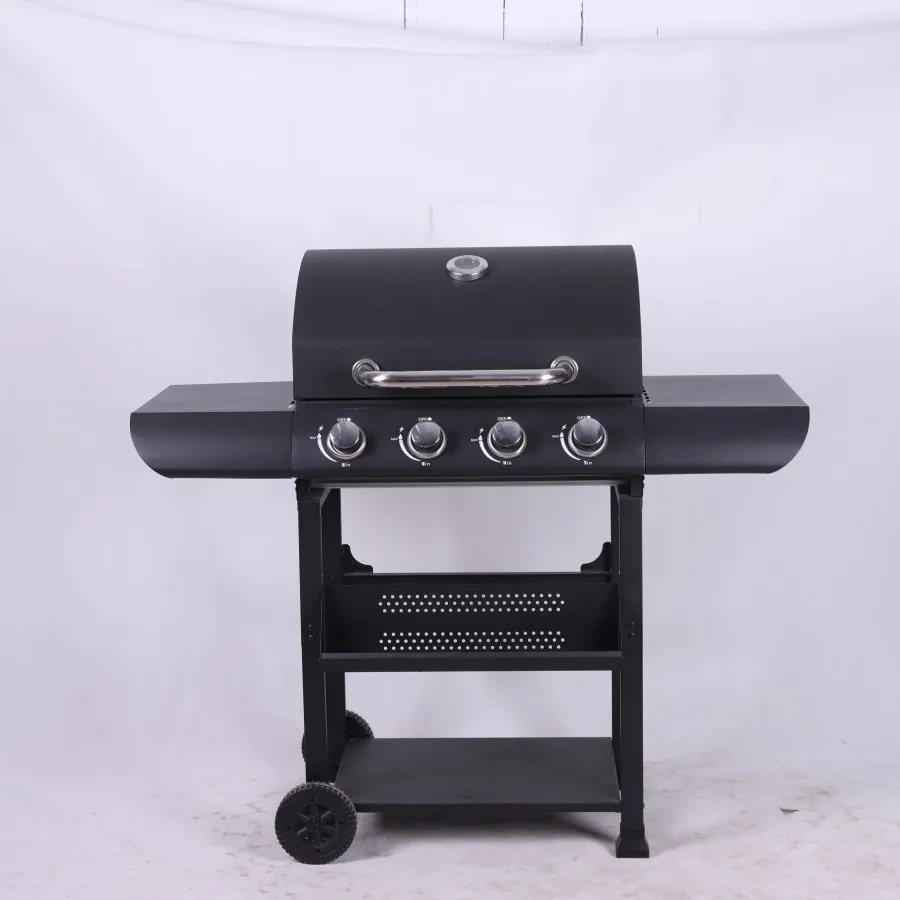 4-Burner BBQ Propane Gas Smokeless Grill Cabinet Style Gas Grill Garden Barrel Trolley Bbq Grill