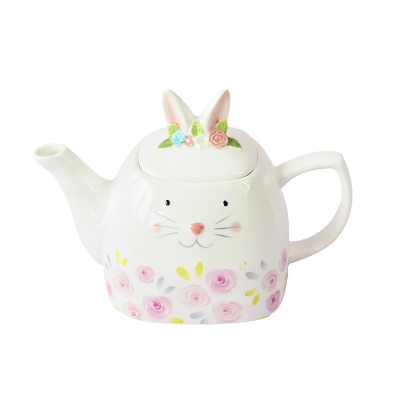 Mini Rabbit Tea Pot Cafe High Temperature Firing Scandinavian Style Cartoon Cute Ceramic Teapot ...