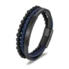 Cuero azul y negro