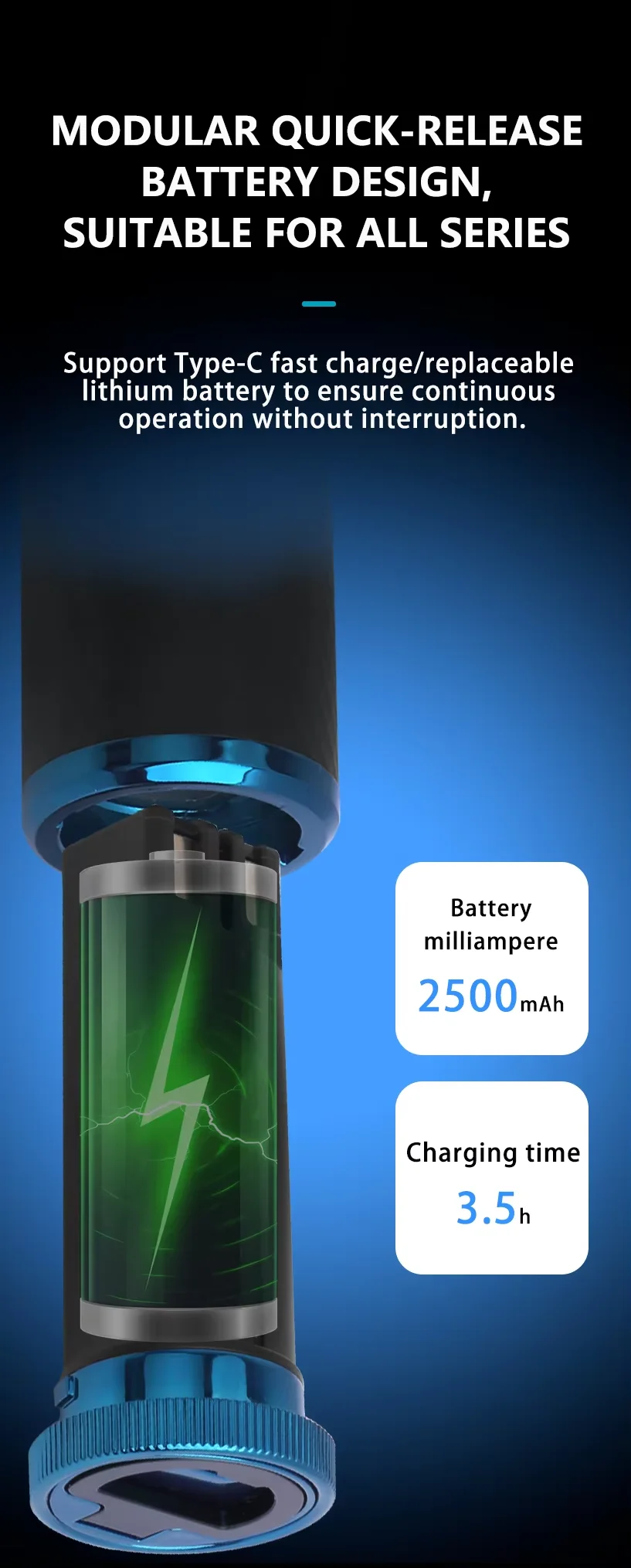 KM-8559 rapide détachable batterie tondeuse à cheveux rasoir électrique avec compartiment de charge de la batterie