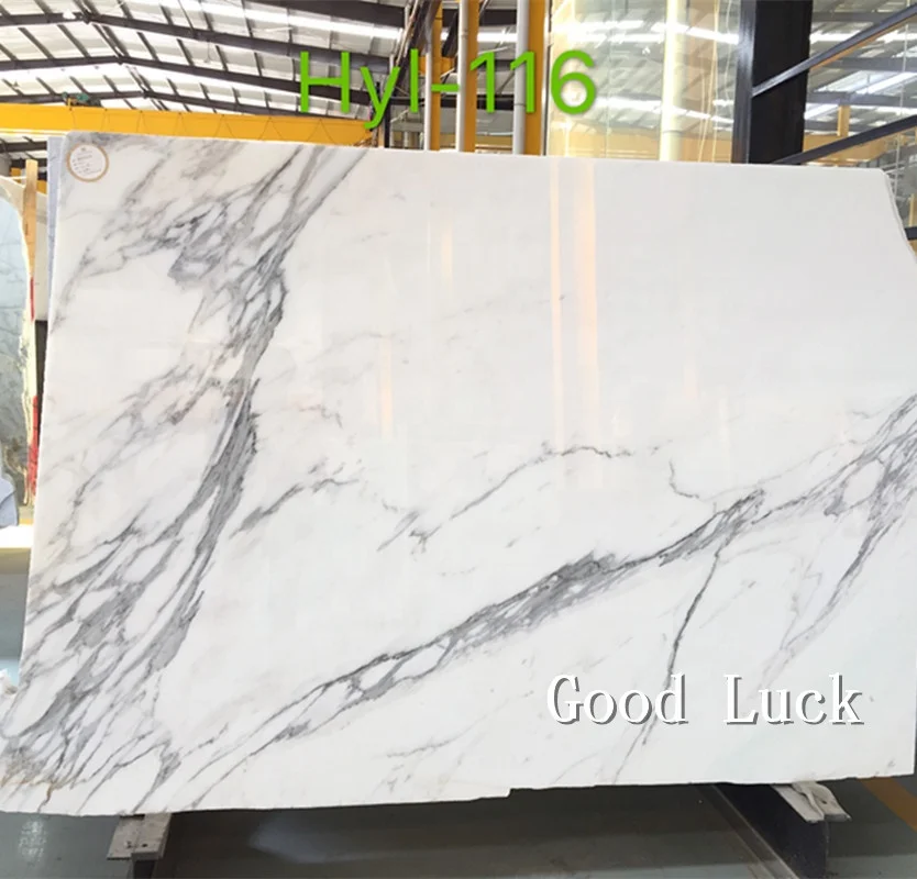 Factory Marble Slab White natural Stone Calacatta venatina stone slab Background or Countertop