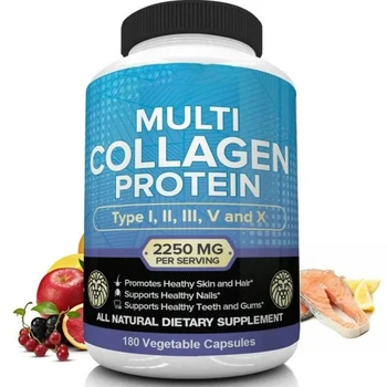 Multi Collagen Pills 2250mg - 180 Capsules - Healthy Joints, Hair, Skin, Nails