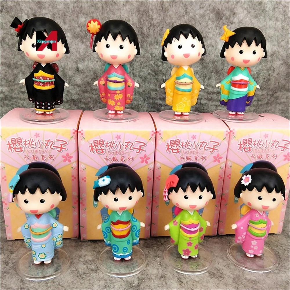 Mini Pvc Anime Figurine Model Toy Gifts Mystery Action Figure Chibi Maruko Chan Kimono Blind Box Toys