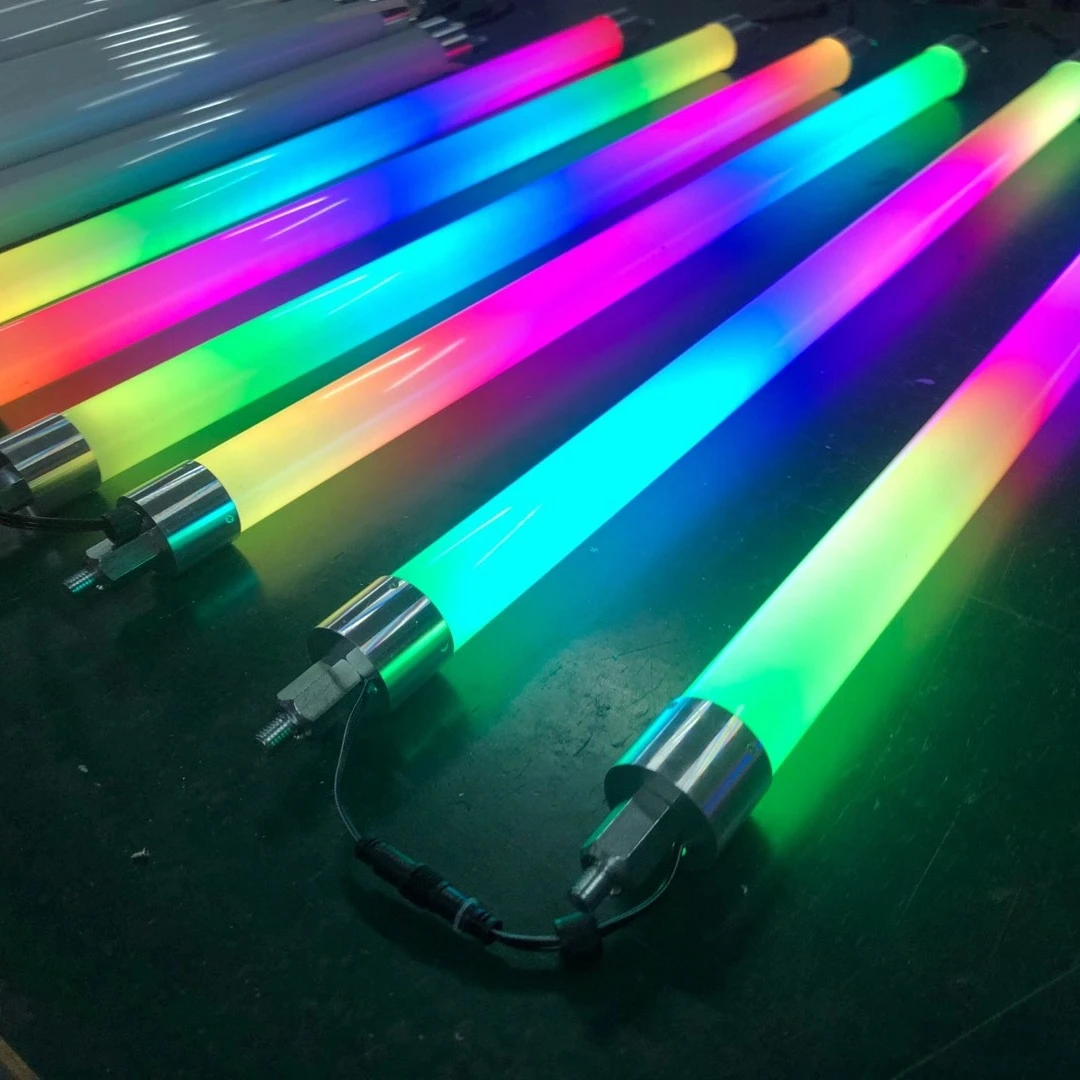 RGB LED ライトバー 4本セット フルカラー360度照明丸型LEDピクセルレインボーバーチューブLED