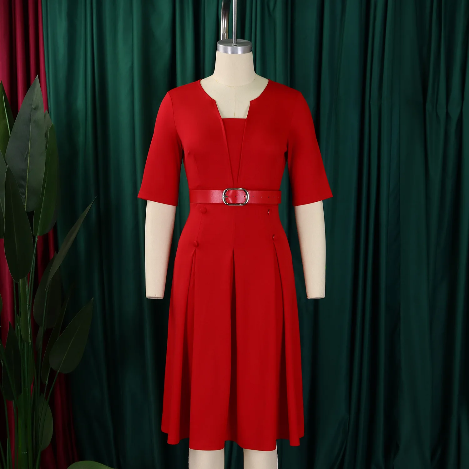 2025 Latest Design Autumn Dresses Women Casual Elegant Solid Color Half  Sleeve Office Lady Dress Africa Dress for Women Clothing