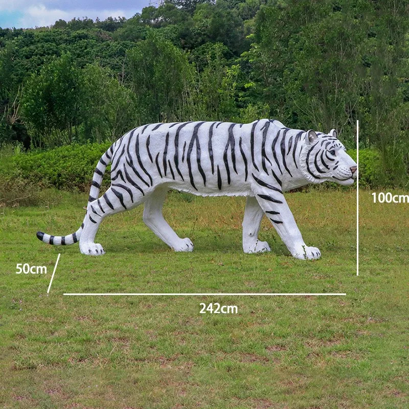 Custom Life Size Bengal White Tlger Statue Outdoor Park Zoo Landscape