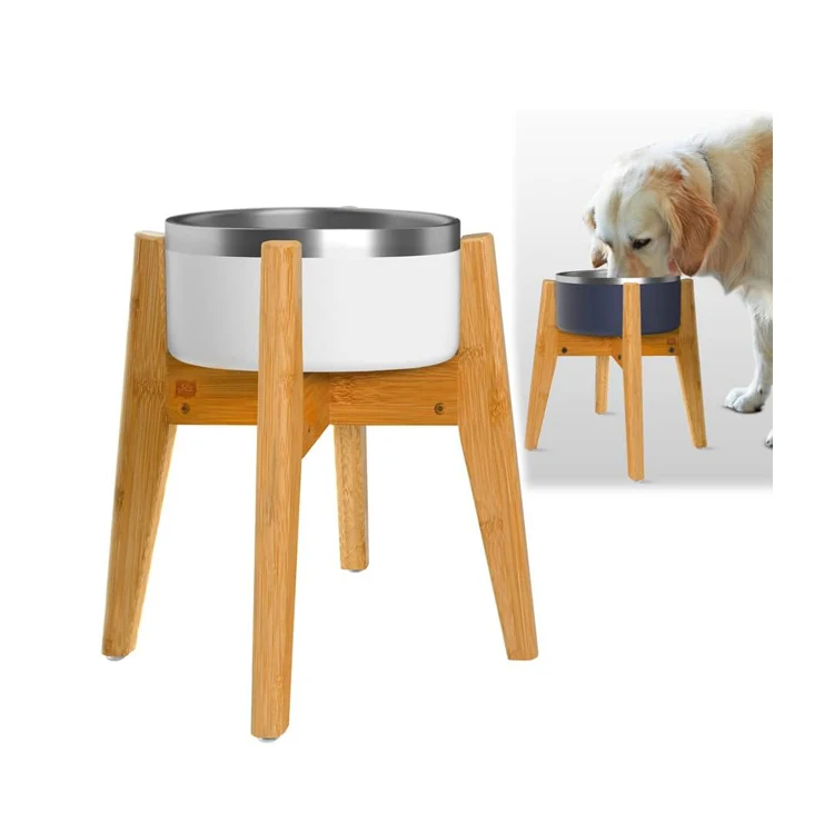 Adjustable 14-Inch Dog Bowl Stand for Large Dogs 8-11 Inch Wide with Lock Raises and Elevates Pet Food Fountain Water Storage