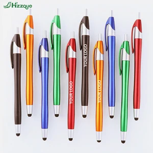 Wholesale Custom 2 in 1 Very Cheap Multicolor Touch Screen Stylus Pen with logo Plastic Advertising Pen Promotionat Pen