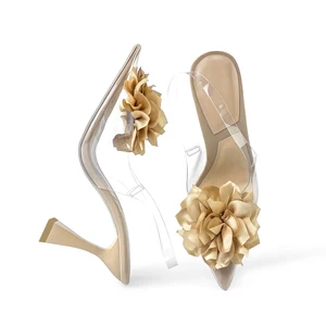 ZAZB Brand Customized Leather High Heels with Transparent Design Women's Sandals Wedding Bride Women's and Women's Dress