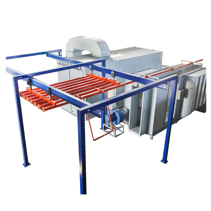 Compact  Batch Manual Powder Coating Plant Aluminum Profile Spray Painting Horizontal Line