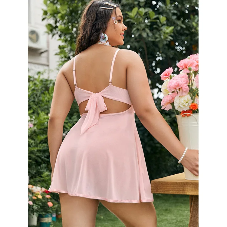Deep Love OEM&ODM 2022 Custom Designer Luxury Pink Sexy Lingeries Plus Size Women's Underwear Dresses Sleepwear