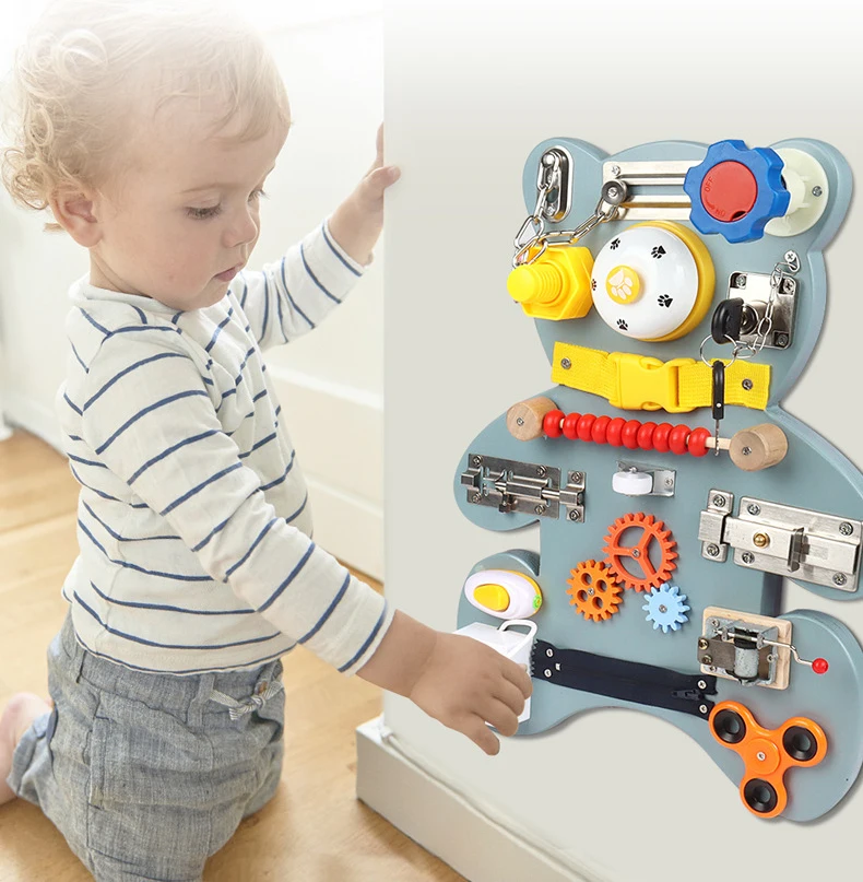 Educational Wooden Montessori Busy Board For Toddlers