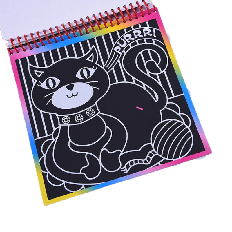 2PCS Large Magic Color Rainbow Scratch Art Paper Bloc de Notas Totalmente Negro DIY Dibujo Juguetes para Colorear Pintura Niños Doodle Regalo BENGKUI Scratch Art Note Book