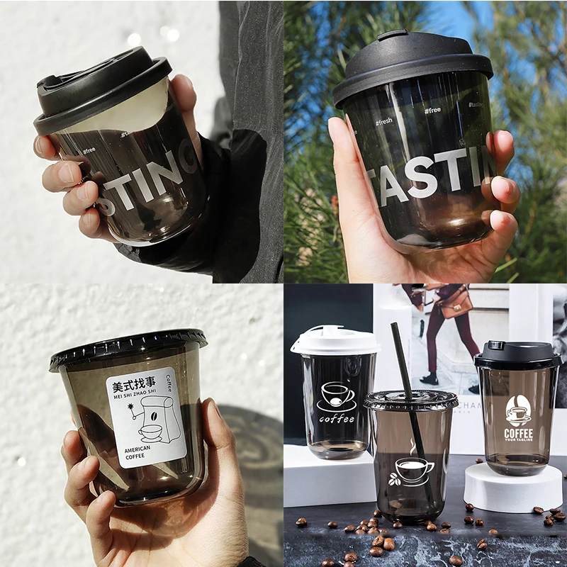 Custom Printed Takeaway Disposable Clear PLA Bubble Tea Coffee Plastic Cups Biodegradable Cold Drink Plastic Boba Cups With Lids manufacture