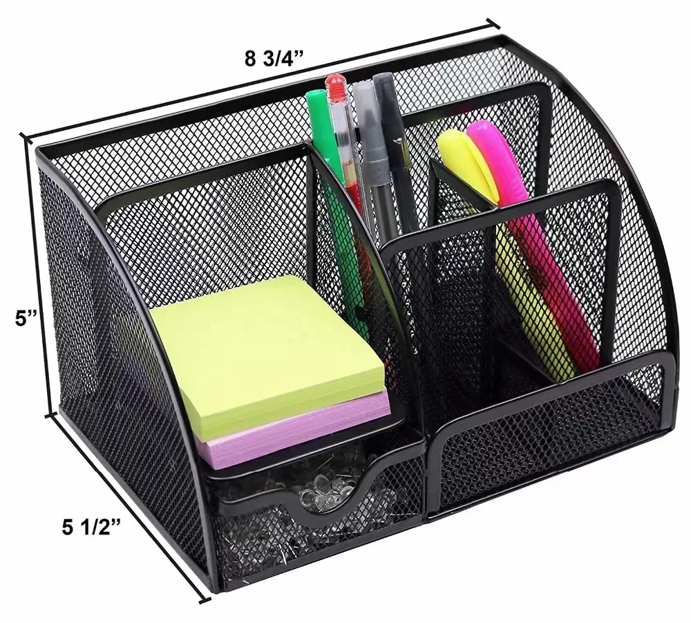 Premium Mesh Desk Organizer with Swivel Pencil Drawer