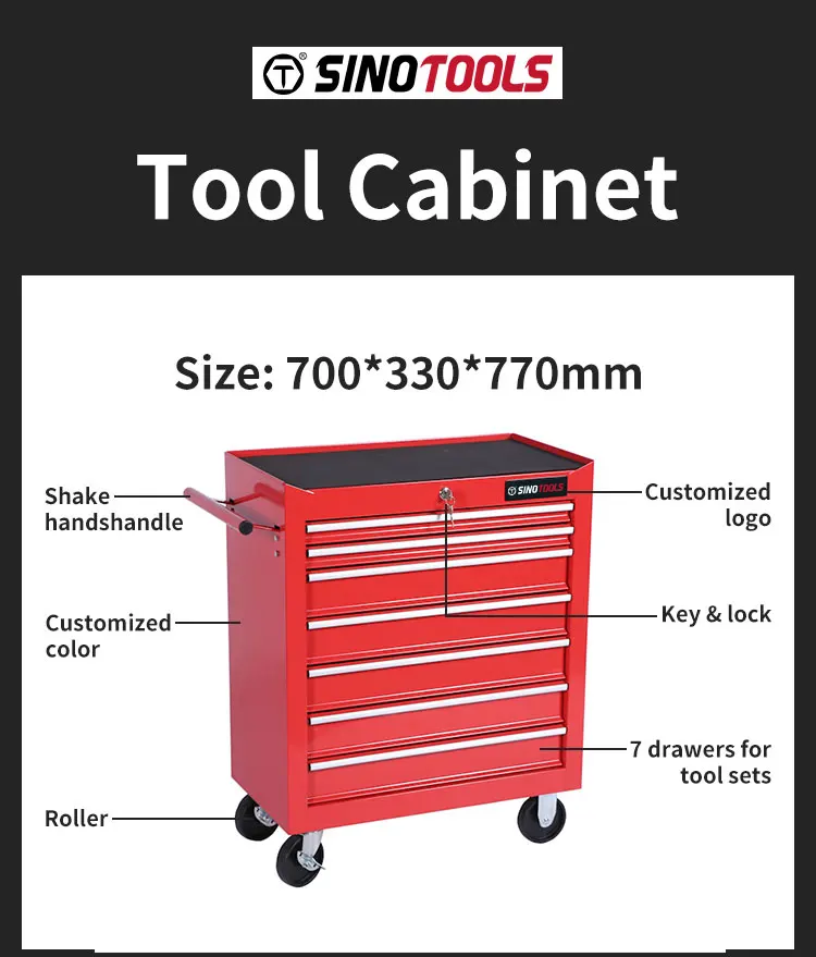 Stainless 7 Drawers Garage Metal Tools Trolley Tool Set On