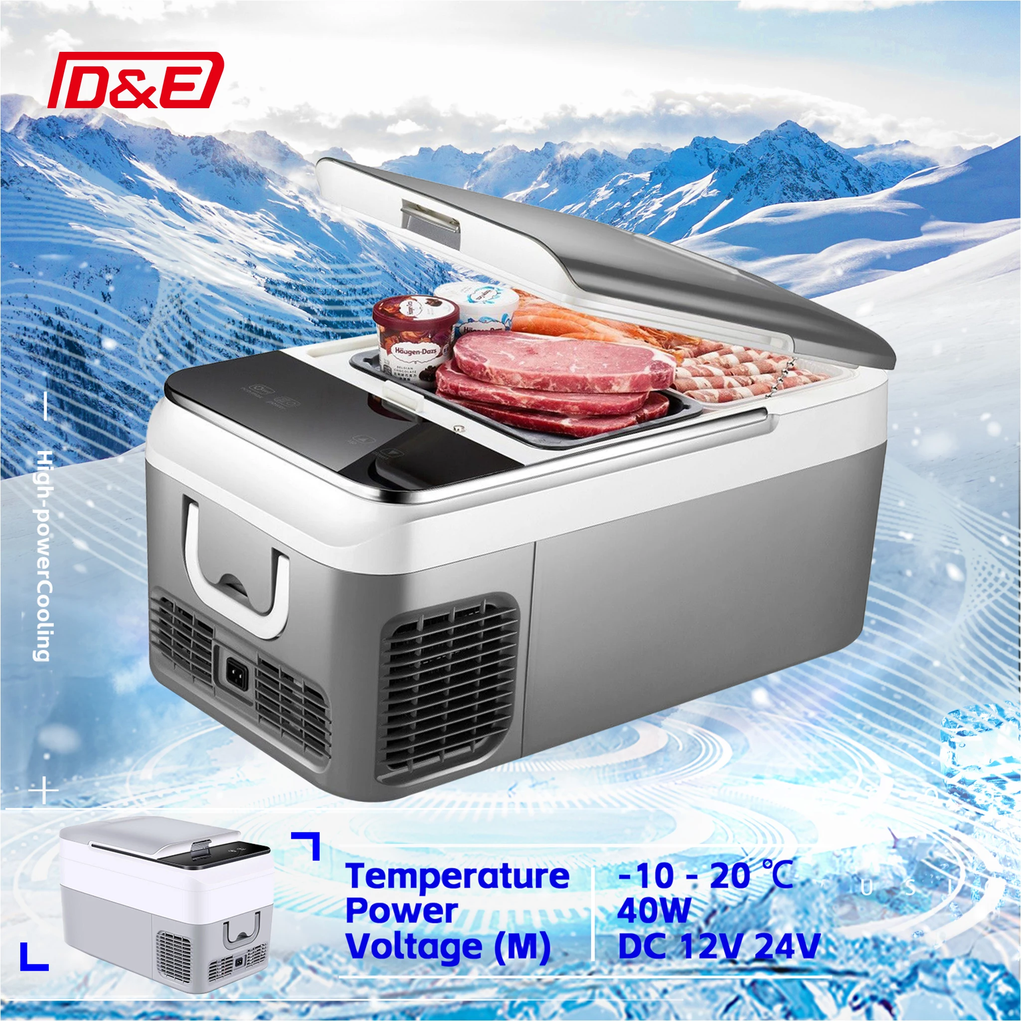 18L 26L 42L52Lポータブル電気DC冷蔵庫冷凍庫冷蔵庫トラックバスRV 