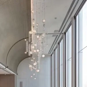 ECOJAS Luxury Glass Chandelier for Hotel Lobby Super Market Wedding Hotel New Design Large Pendent Light