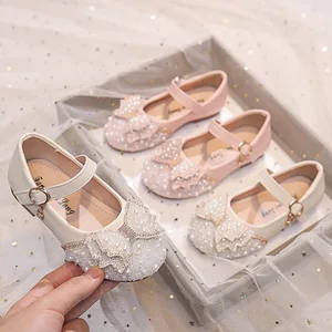 Wholesale Bow-knot Baby Girl Party Footwear Fashion Wedding Kids Princess Shoes Beautiful White Soft Dress Shoe for Children