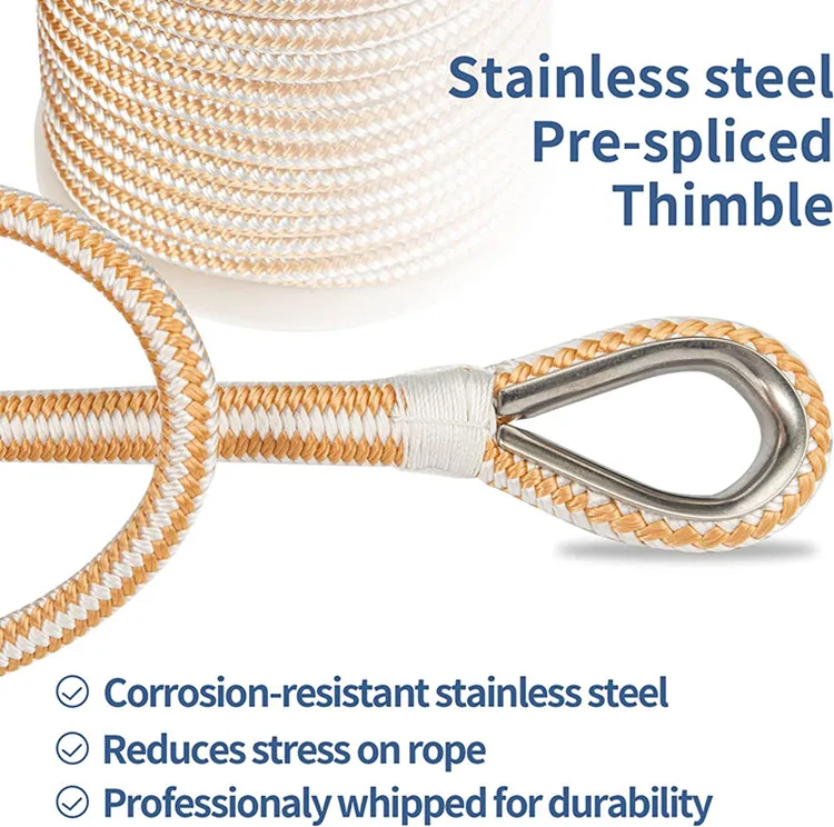 Factory Manufacturing Rope Double Braided Nylon Anchor Line Anchor Rope