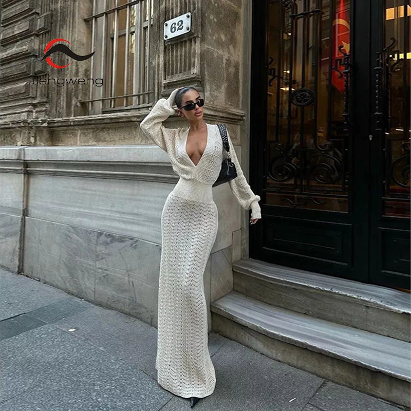 Wholesale Knit Long Dress Women,2 Sets