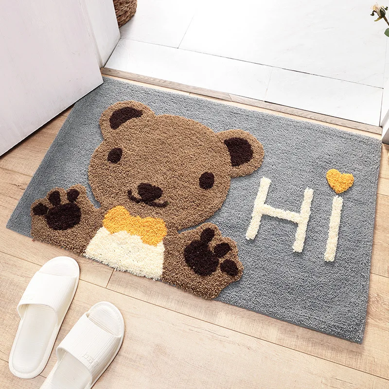 Microfiber TPE Backing Indoor Mats Creative Animal Design Children Room Doormat Non slip Bath Mat Kids Play Carpet