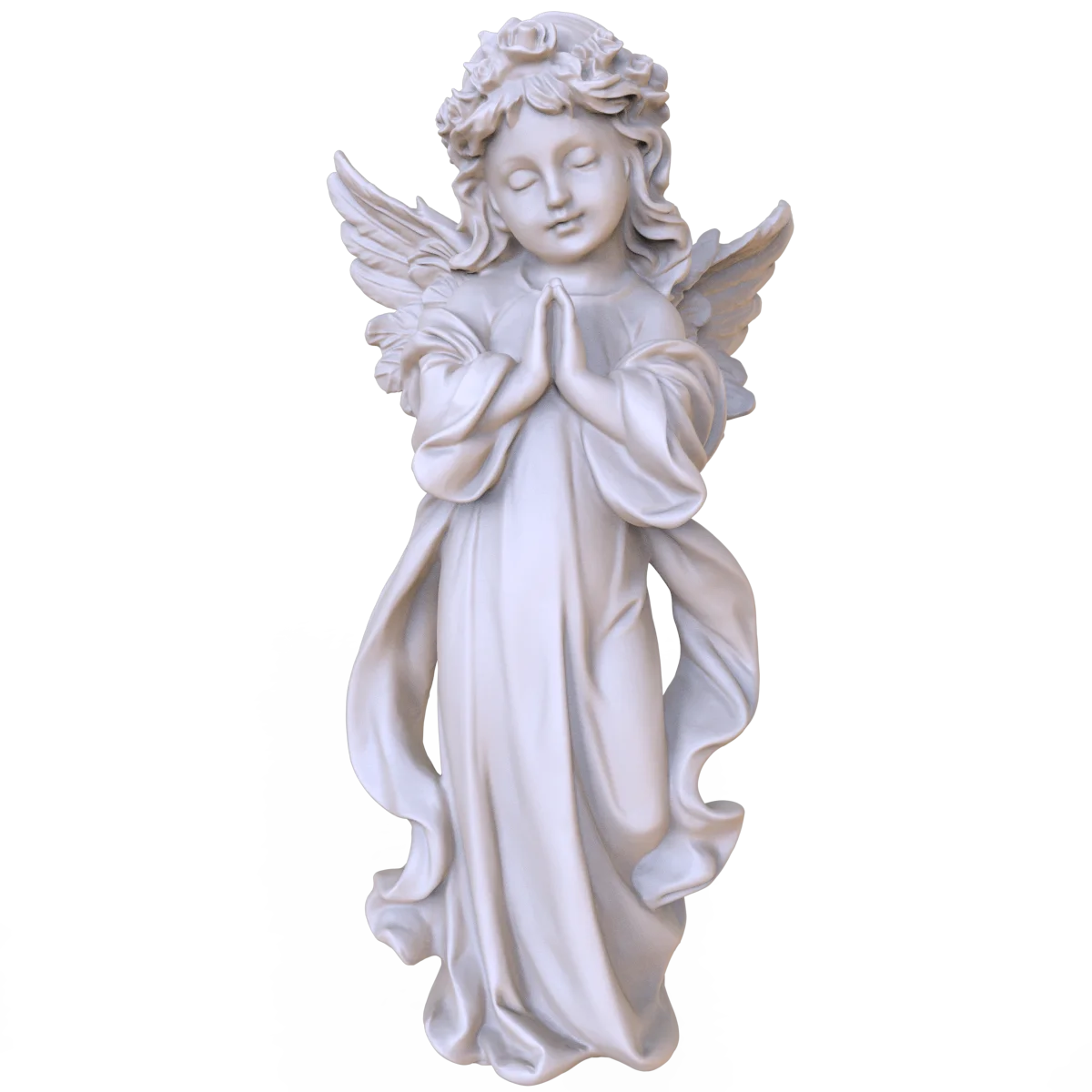 হ্যান্ডক্রাফটেড রেজিন এঞ্জেল মূর্তি, ধর্মীয় মূর্তিশিল্প সজ্জা, সম্পূর্ণ সাদা এঞ্জেল ফিগারিন, ধর্মীয় ও গৃহ সজ্জার জন্য
