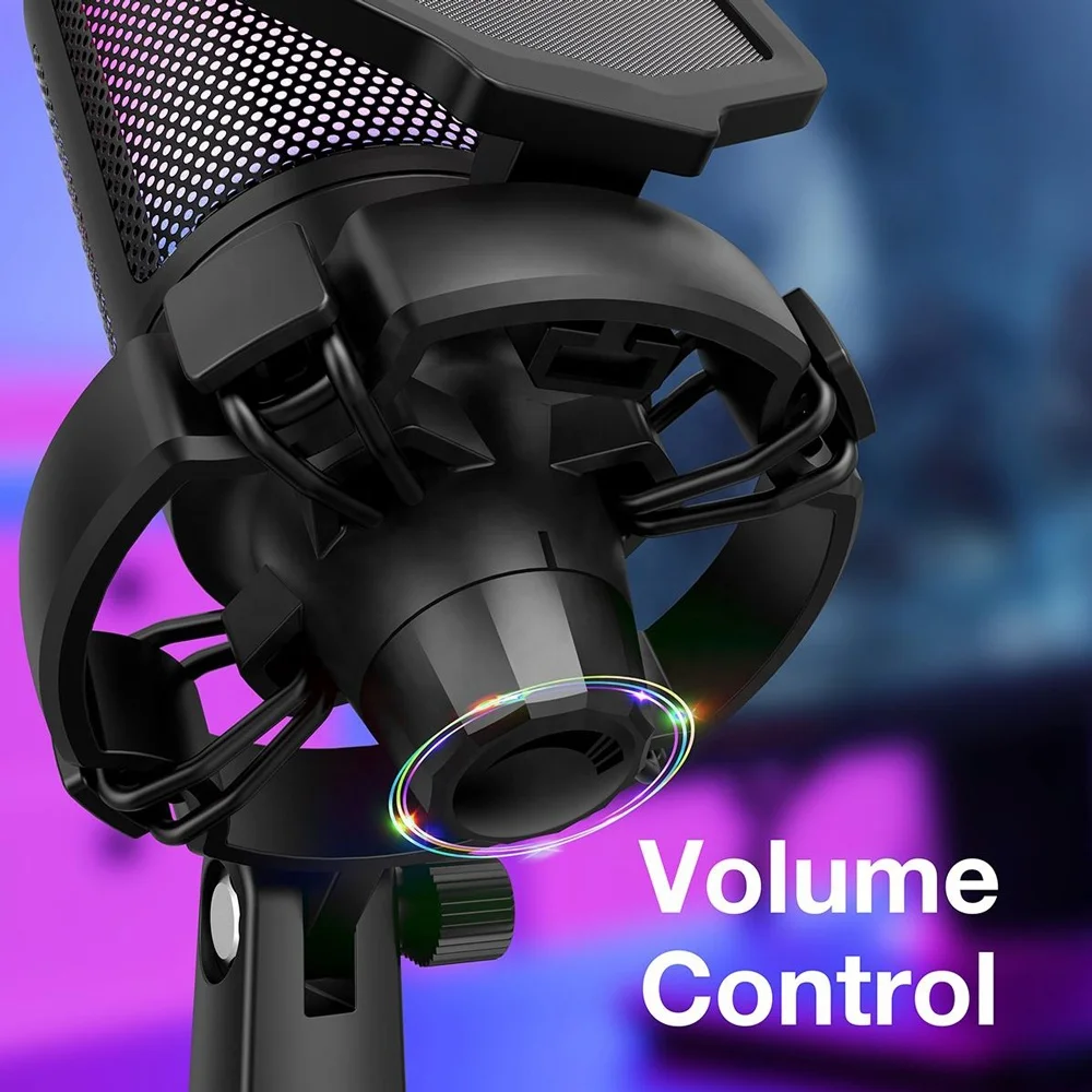 Factory Wholesale Professional Studio Recording Desktop USB Podcasting Live Stream RGB Gaming Condenser Microphone for Karaoke