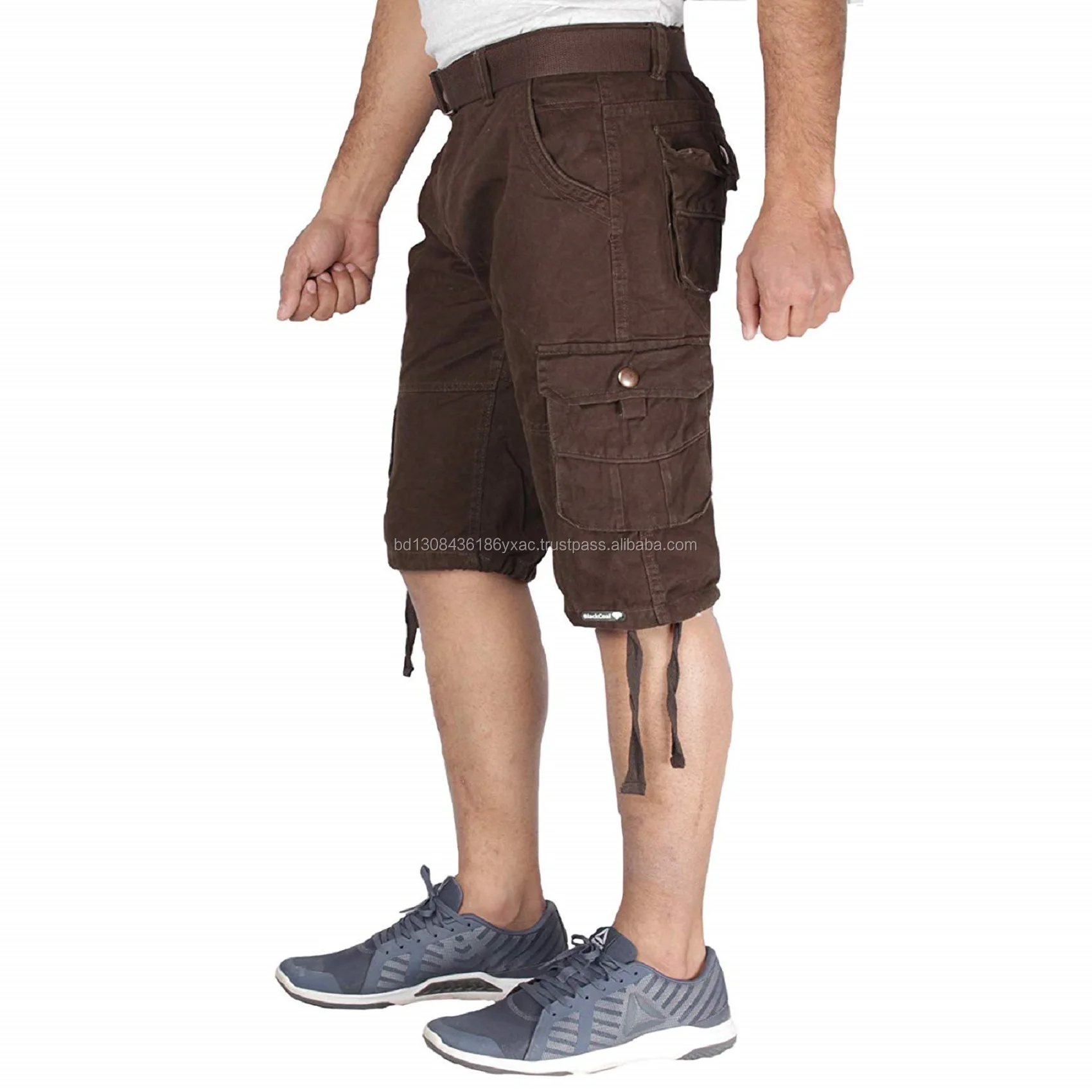 Buy KEFITEVD Men's Casual Twill Elastic 3/4 Cargo Shorts Loose Fit  Multi-Pocket Capri Long Short Pants Online at desertcartINDIA