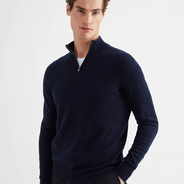 Men’s Half High Collar Cashmere Pullover Sweater