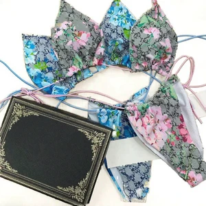 2026 Custom Crochet Knit String Cartoon Micro Bikini Set Handmade Cute Red Checkered Sexy Beachwear Floral Push-up Fruit Fashion