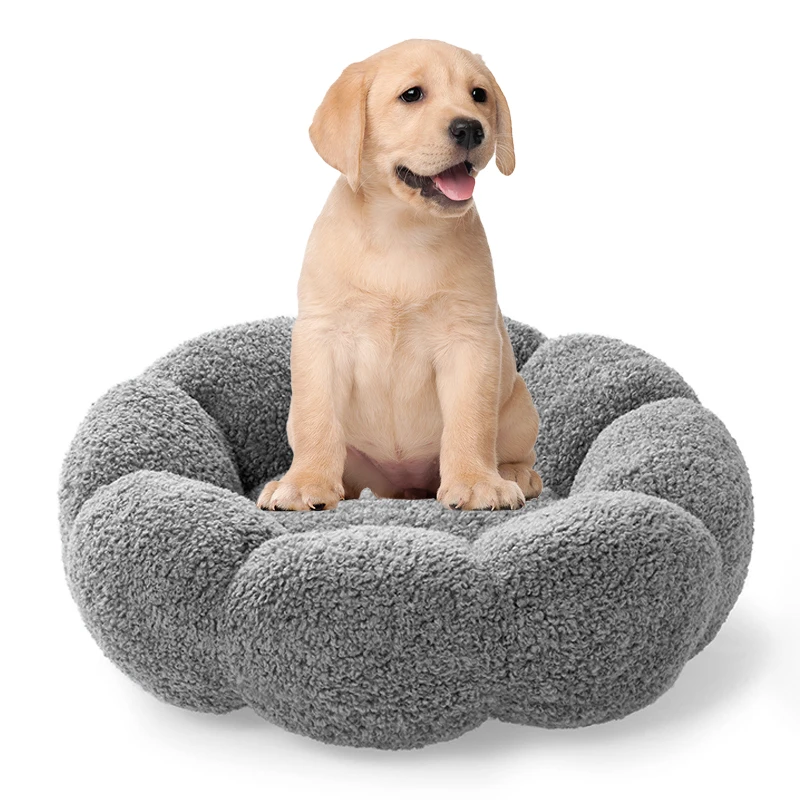 Dog supplies plush donut big removable cover camas para perros pet bedding products round pet cat dog beds for dogs