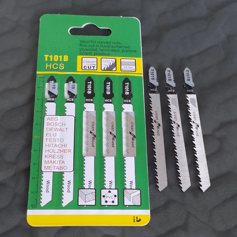 5pcs/set Hcs 10t Jig Saw Blades T101b For Fast Clean Cutting 2.5 Mm
