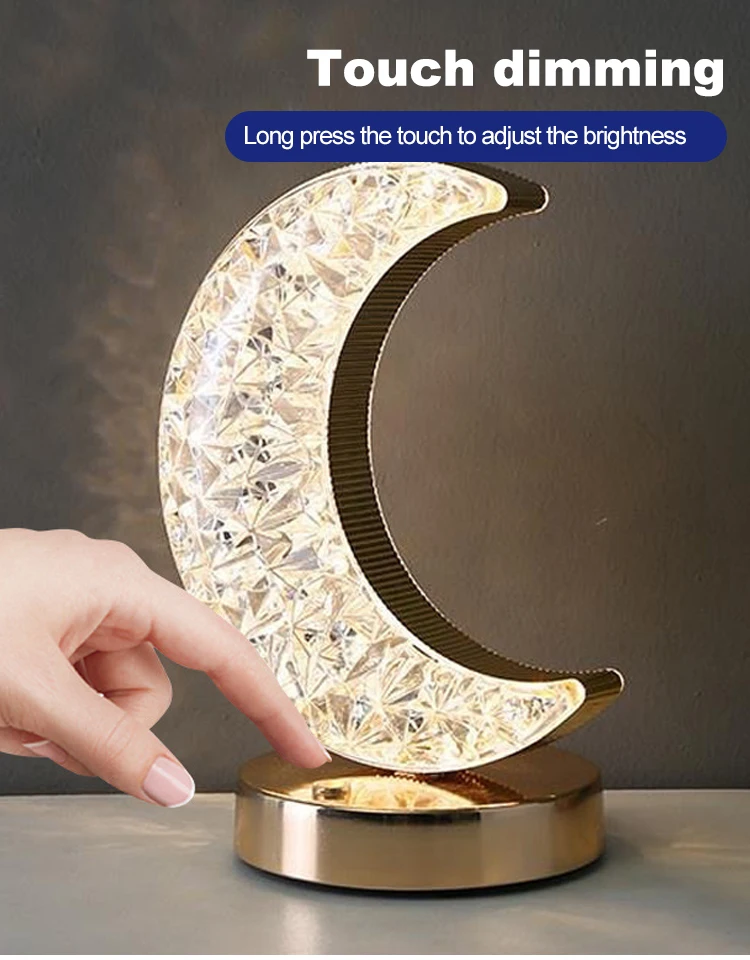 Spot Supply Luxurious Gold Wrought Iron USB Charging Track Shaped Table Lamp LED Transparent Small Desk Lamp