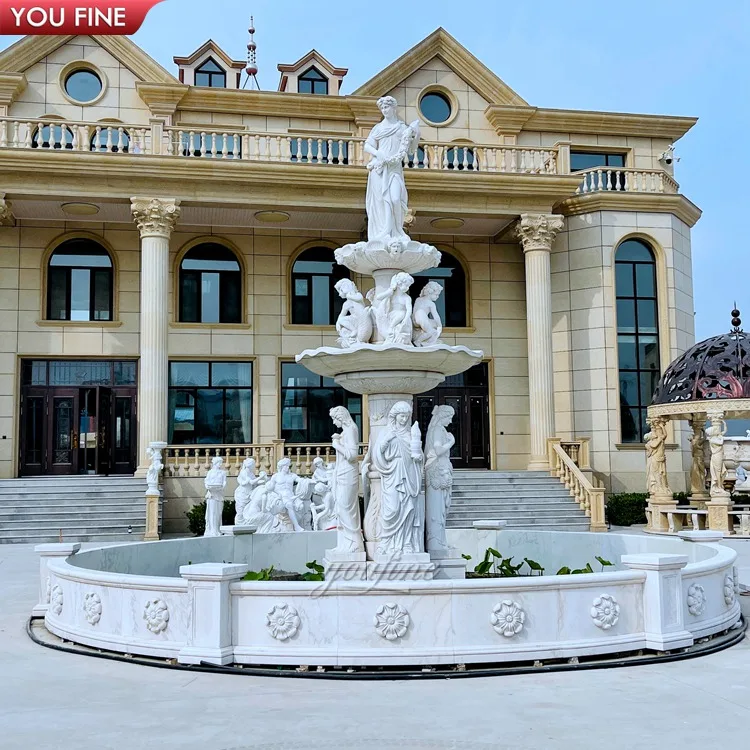 Large Outdoor Garden Marble Lady Sculpture Stone Waterfall Fountain ...