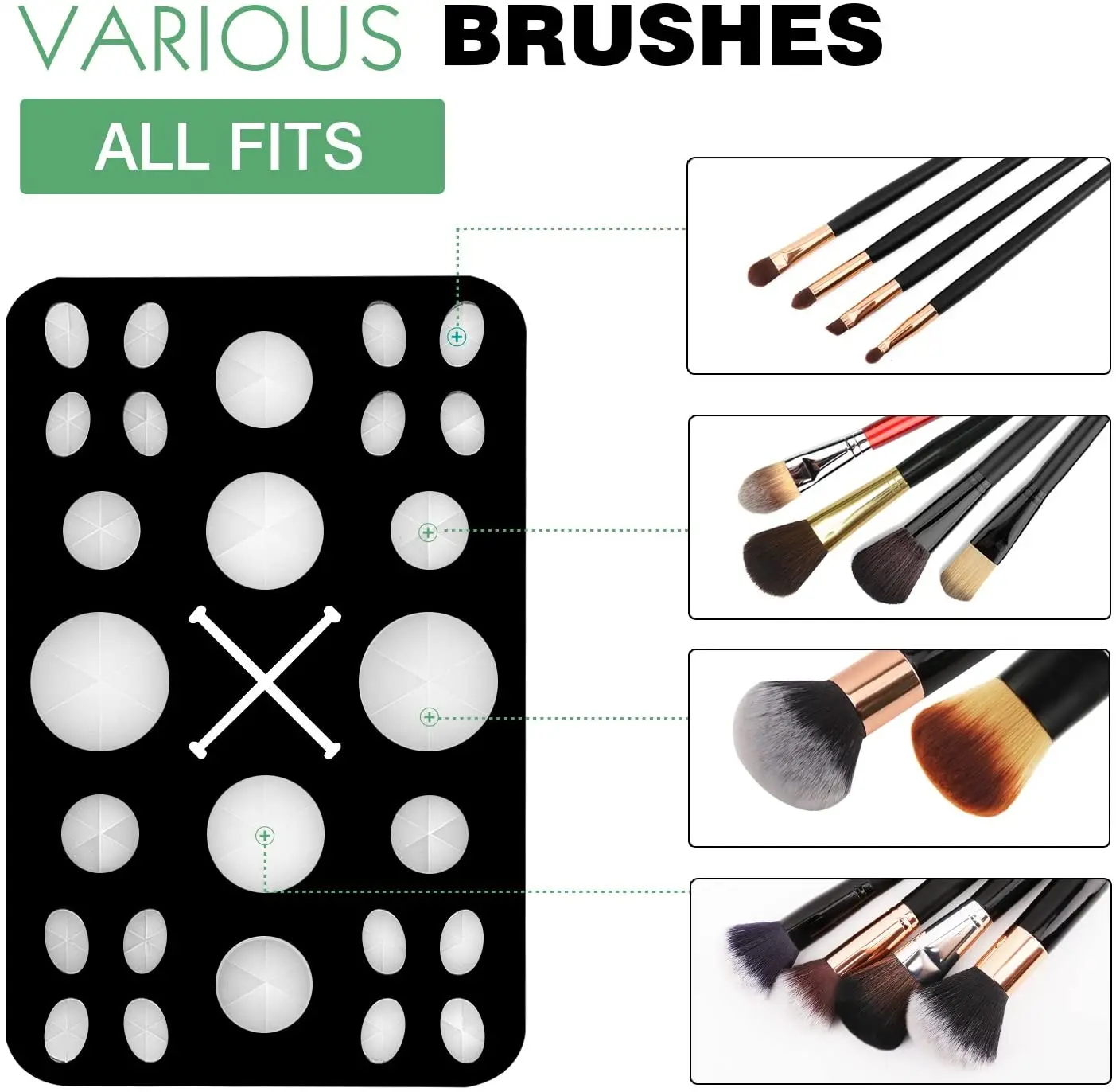 Luxspire Makeup Brush Cleaner Brushegg Cleaning Mat Cosmetic Scrubber Mat And 26-Holes Drying Rack