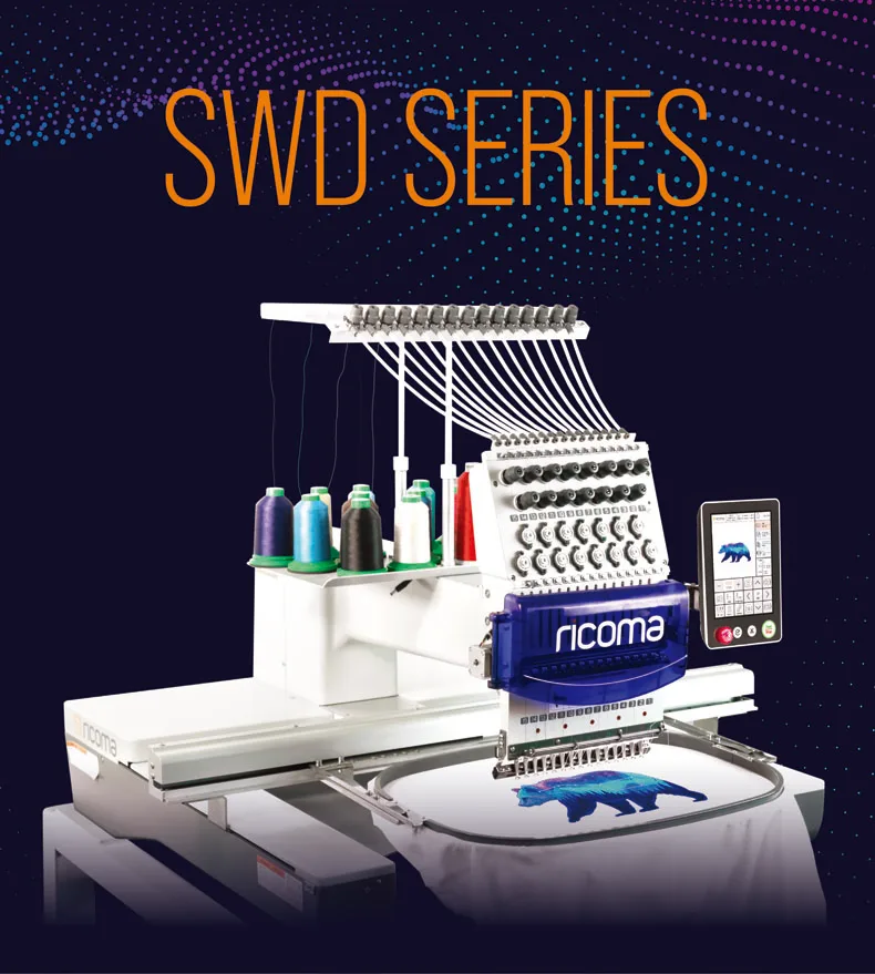 1 Head Machine Large Embroidery Area 12/15/20 Colors Tshirt