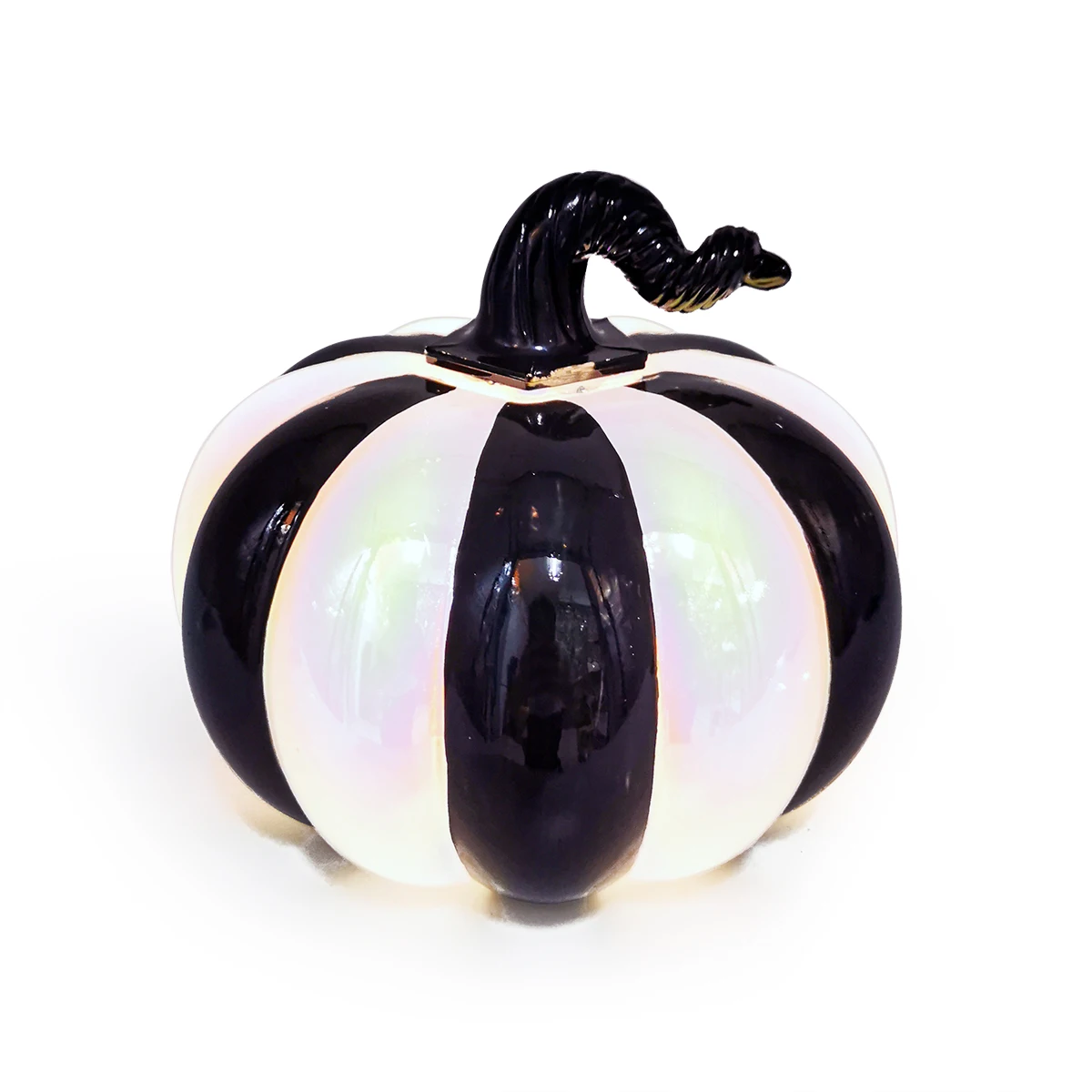 Led light up clear yellow hand blown glass Halloween pumpkin ornament decor for sale supplier