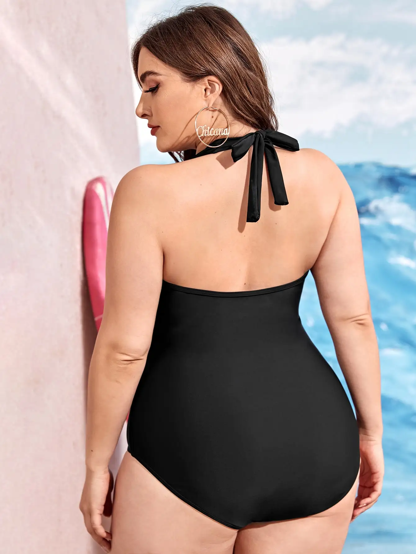 2022 new sexy plus fat plus size fat woman beach swimsuit women's one-piece triangular swimsuit