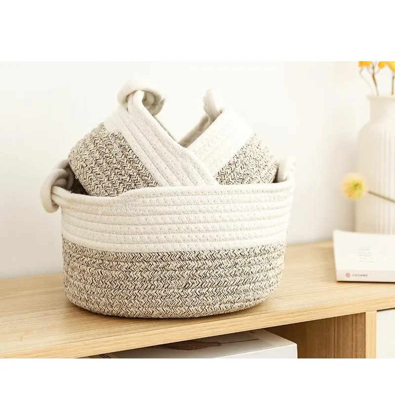 Small Cotton Rope Woven Storage Basket For Organizing For Bathroom