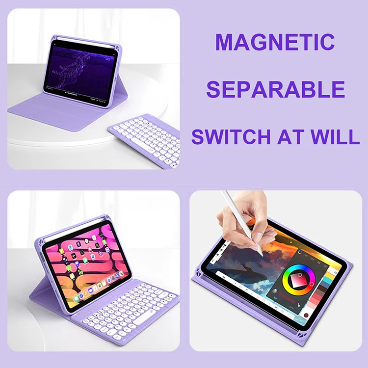 Pink Purple Keyboard Case for Ipad Mini Wireless Stylish