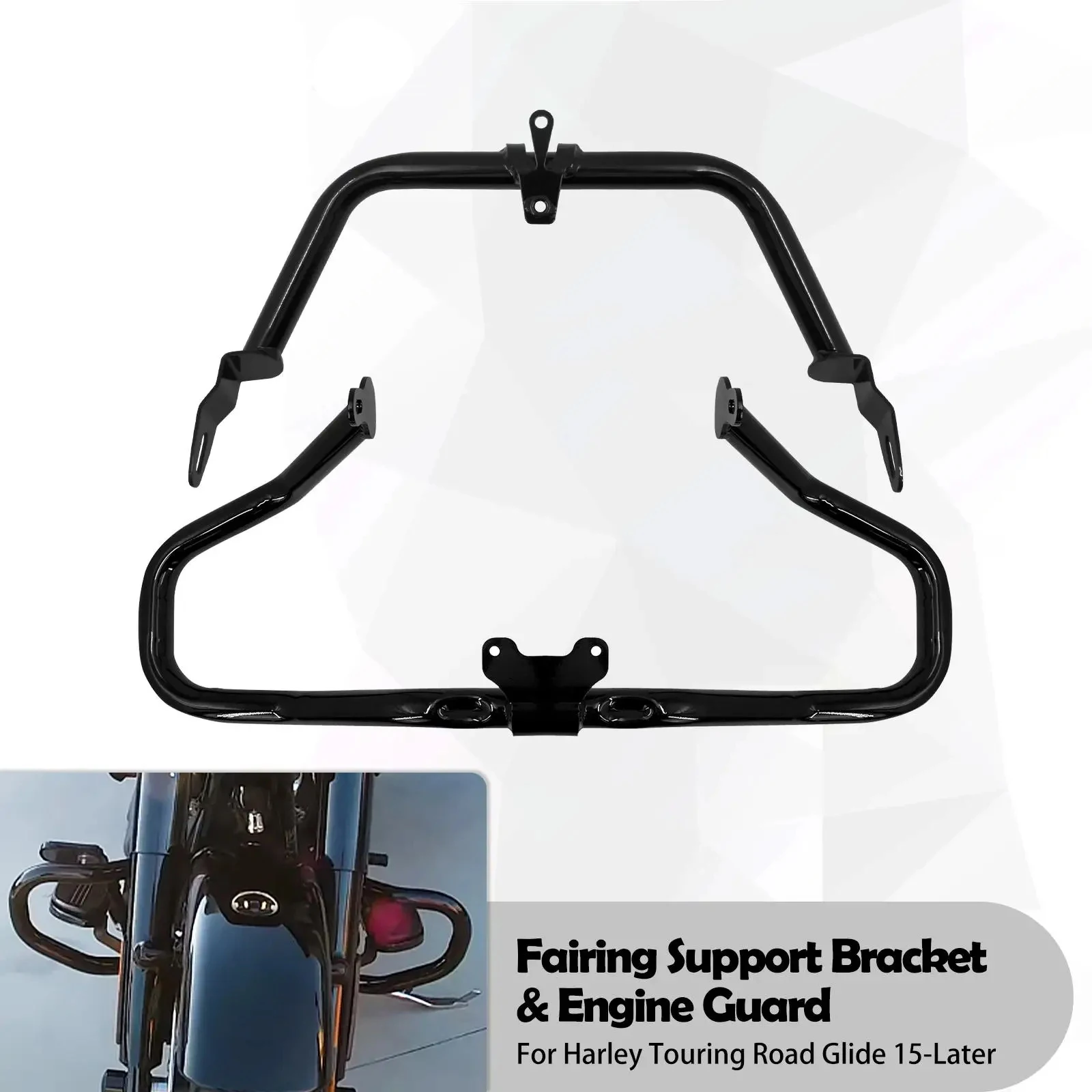 Motorcycle Black Chopped Engine Guard Highway Crash Bar Fairing Support