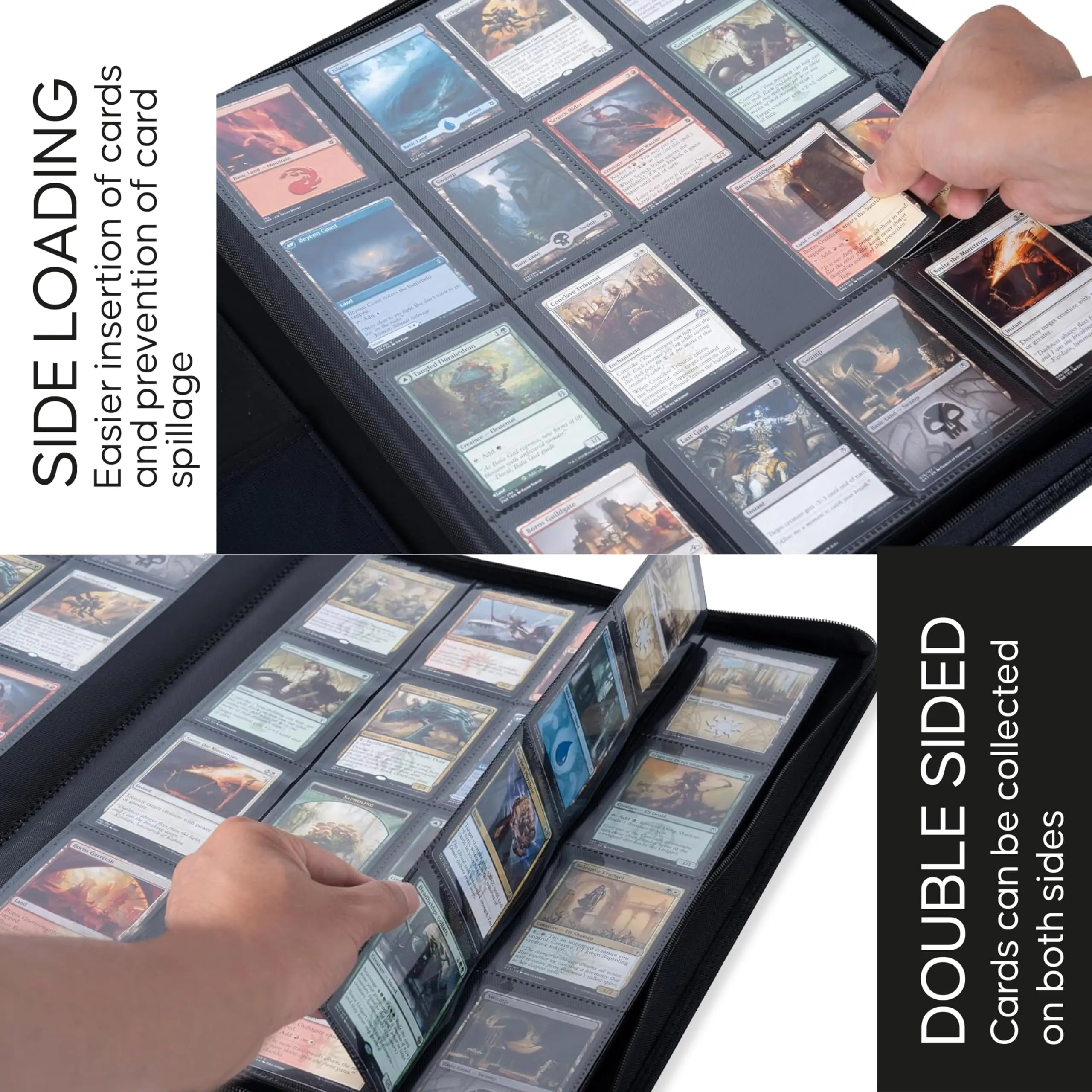 Premium Card Binder 16 Pocket PU Cover Trading Card Binder for 1000 ...