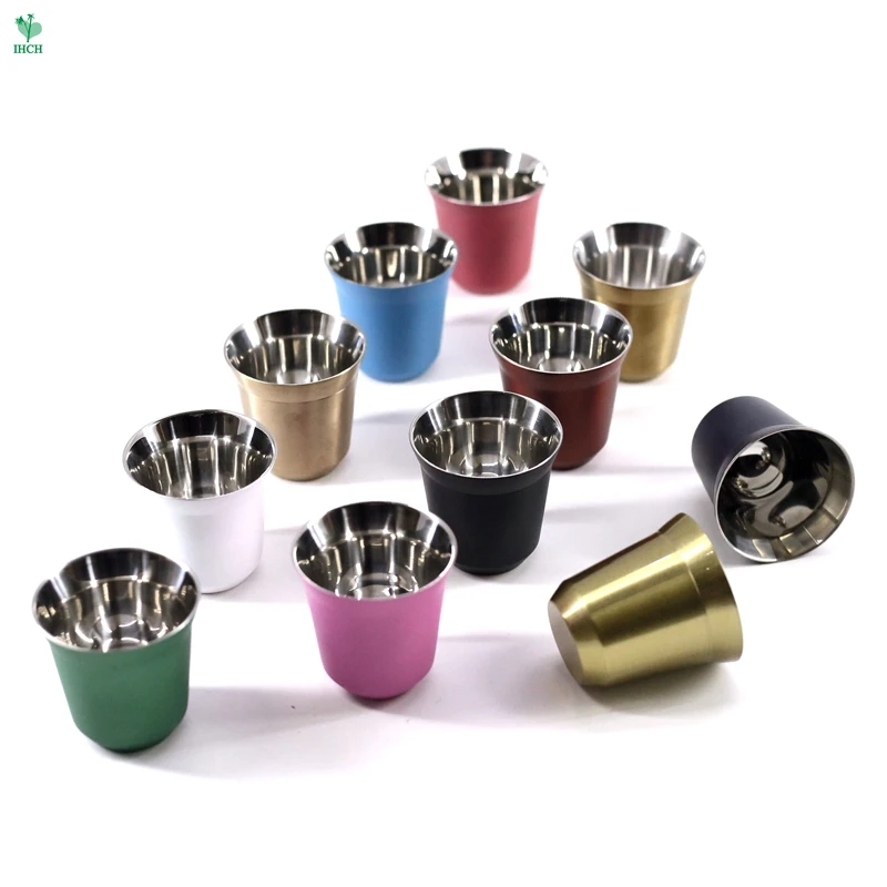 80ML Nespresso Cup Coffee Cups Businnes Style Originality Mini Golden  Stainless Steel Drinkware Cup 1PCS Tazas - AliExpress