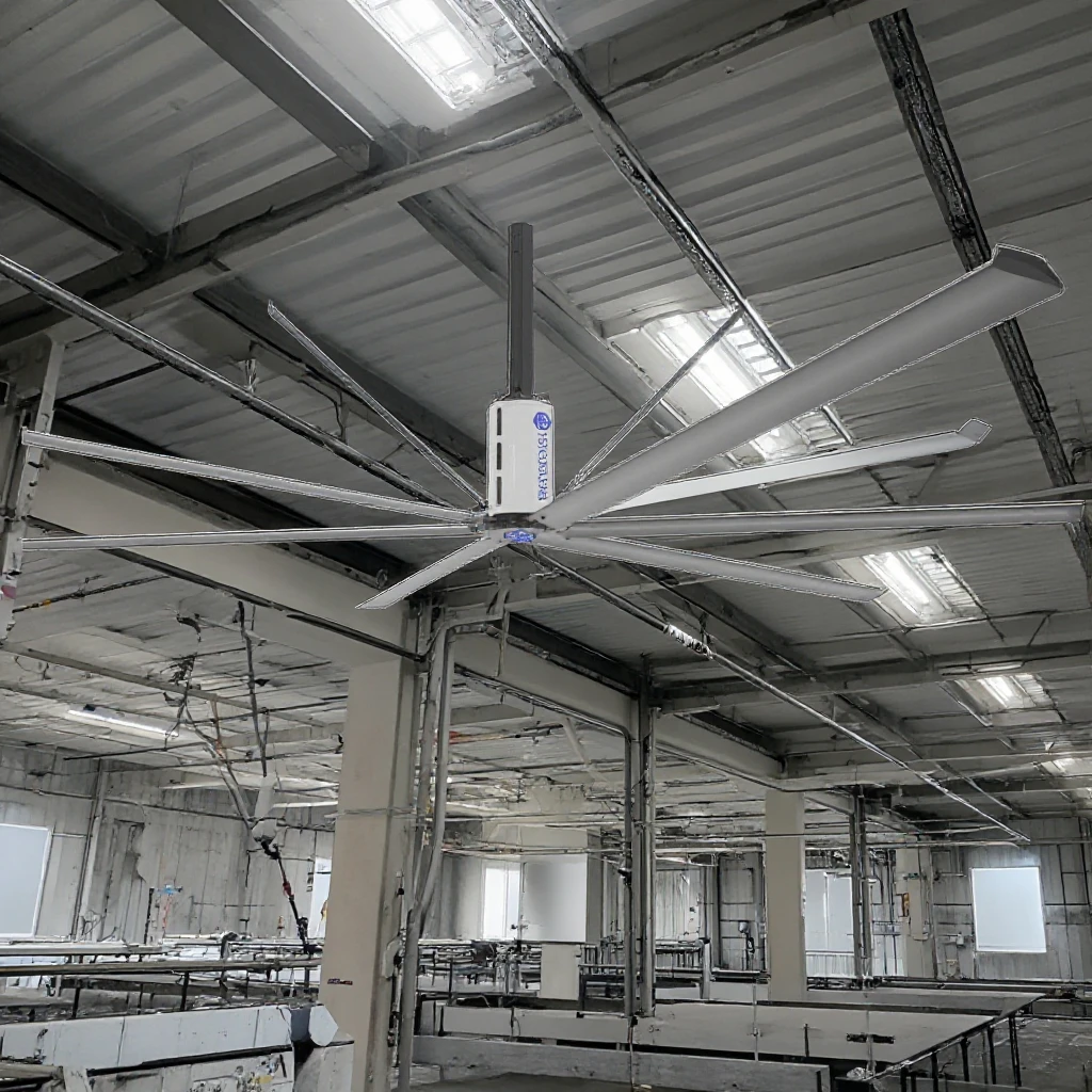 Industrial Giant HVLS Ceiling Fan with Gear Motor Ceil  Low Noise Electric AC 220V for Factory Construction Manufacturing Plant